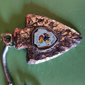 VINTAGE Arrowhead Metal KC Jayhawks Keychain